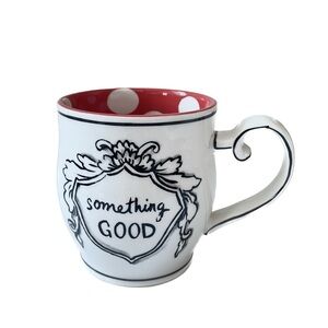 Anthropologie MOLLY HATCH Something Good Ceramic Mug Red Polka Dot Cottagecore